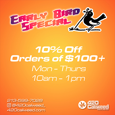 Marijuana with 10% off orders of $100 and delivery
